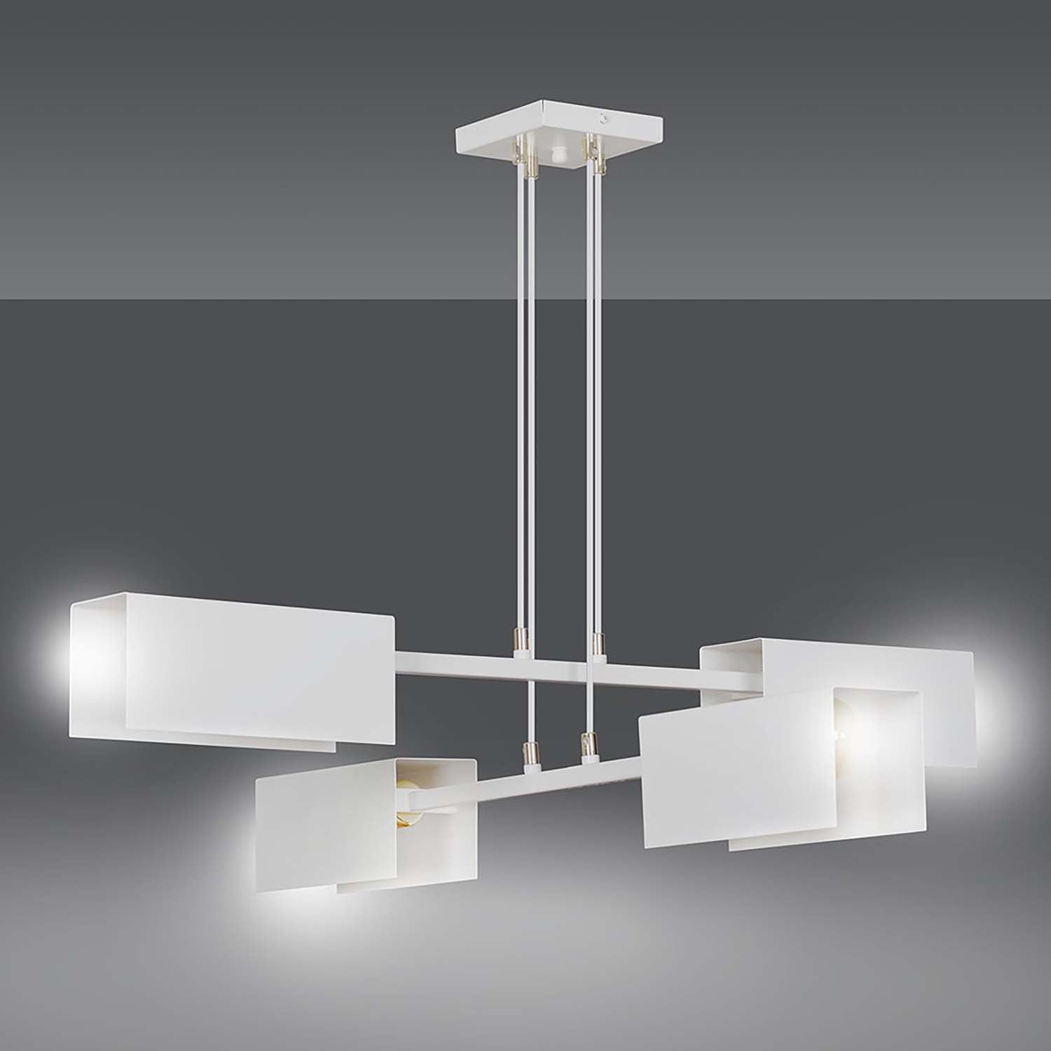 Lampadario Minimal Yuhuang Acciaio Bianco 4 Luci E27 Ip20