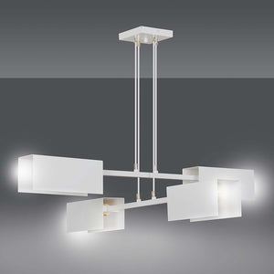 Lampadario Minimal Yuhuang Acciaio Bianco 4 Luci E27 Ip20