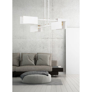 Lampadario Minimal Yuhuang Acciaio Bianco 4 Luci E27 Ip20