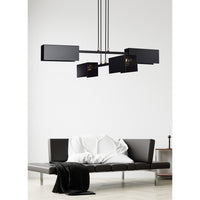Lampadario Minimal Yuhuang Acciaio Nero 4 Luci E27 Ip20