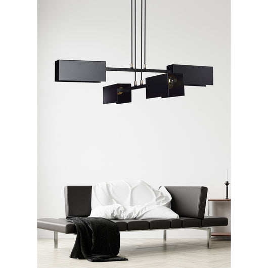 Lampadario Minimal Yuhuang Acciaio Nero 4 Luci E27 Ip20