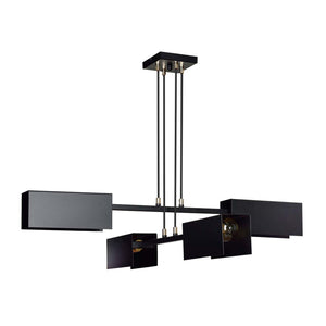 Lampadario Minimal Yuhuang Acciaio Nero 4 Luci E27 Ip20