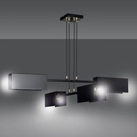 Lampadario Minimal Yuhuang Acciaio Nero 4 Luci E27 Ip20