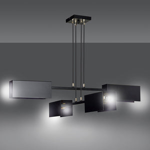 Lampadario Minimal Yuhuang Acciaio Nero 4 Luci E27 Ip20