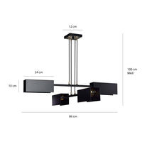 Lampadario Minimal Yuhuang Acciaio Nero 4 Luci E27 Ip20