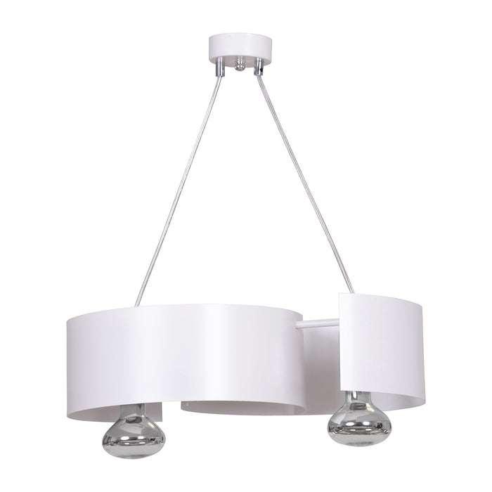 Lampadario Moderno 2 Luci Houyi In Acciao Bianco E Cromo