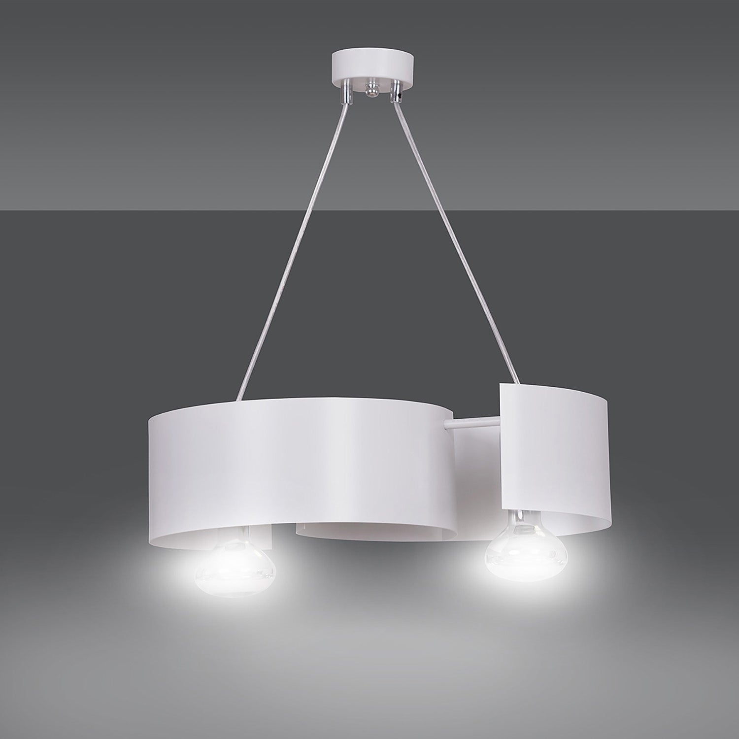Lampadario Moderno 2 Luci Houyi In Acciao Bianco E Cromo