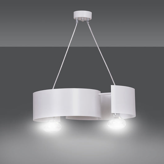 Lampadario Moderno 2 Luci Houyi In Acciao Bianco E Cromo