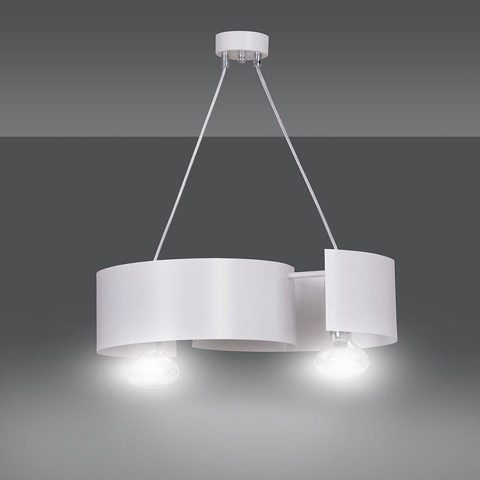 Lampadario Moderno 2 Luci Houyi In Acciao Bianco E Cromo