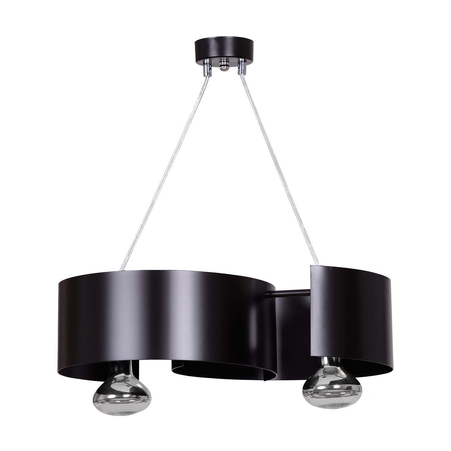 Lampadario Moderno 2 Luci Houyi In Acciao Nero E Cromo