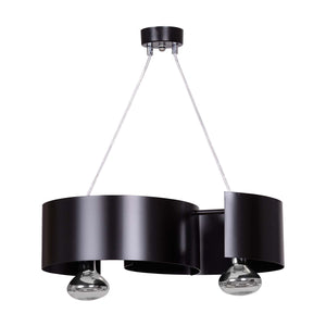 Lampadario Moderno 2 Luci Houyi In Acciao Nero E Cromo