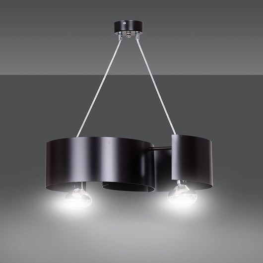 Lampadario Moderno 2 Luci Houyi In Acciao Nero E Cromo