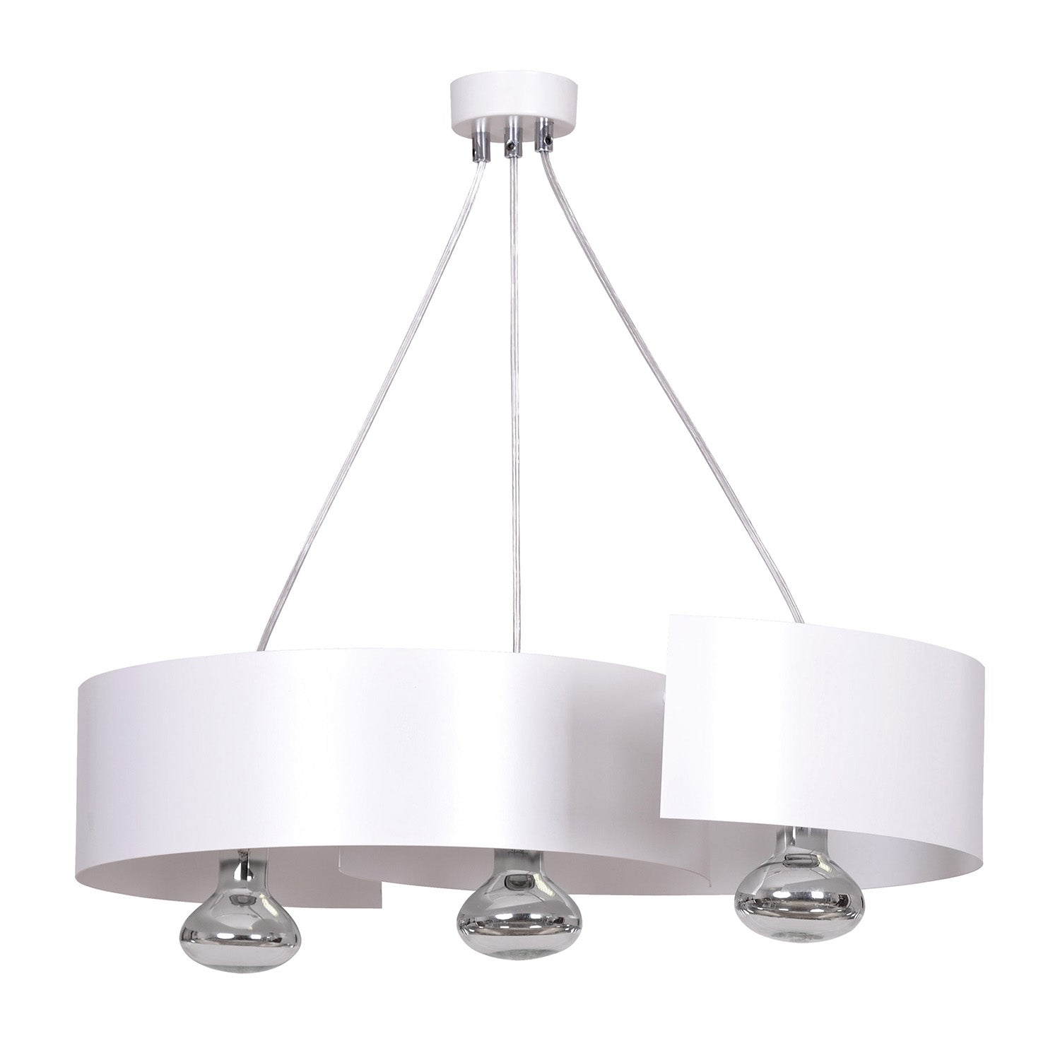 Lampadario Moderno 3 Luci Houyi In Acciao Bianco E Cromo