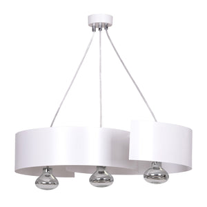 Lampadario Moderno 3 Luci Houyi In Acciao Bianco E Cromo