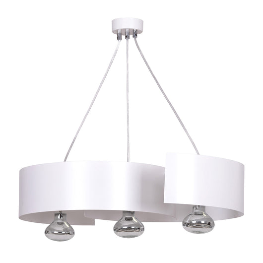 Lampadario Moderno 3 Luci Houyi In Acciao Bianco E Cromo