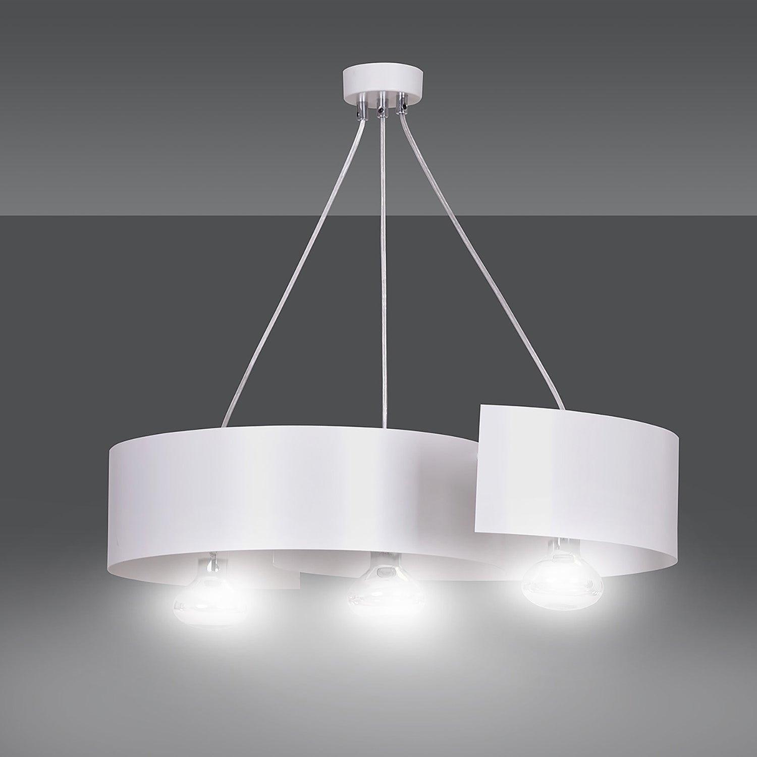 Lampadario Moderno 3 Luci Houyi In Acciao Bianco E Cromo