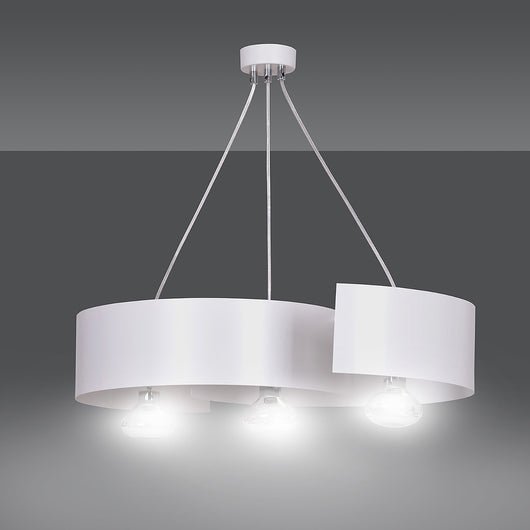 Lampadario Moderno 3 Luci Houyi In Acciao Bianco E Cromo