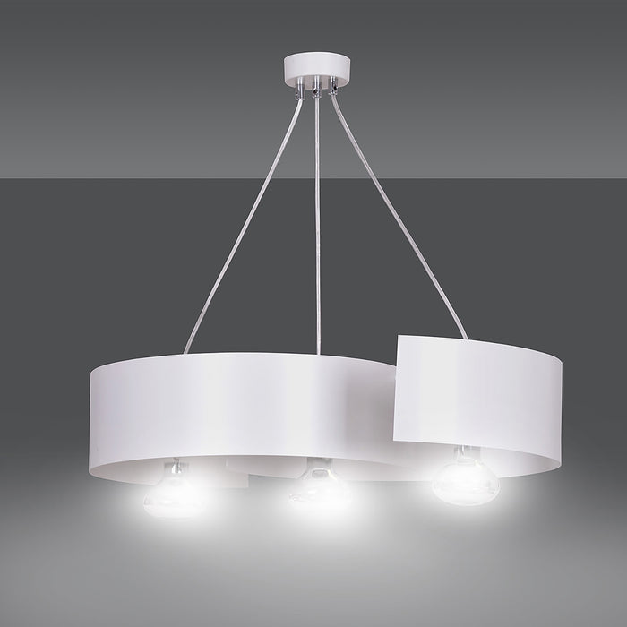 Lampadario Moderno 3 Luci Houyi In Acciao Bianco E Cromo