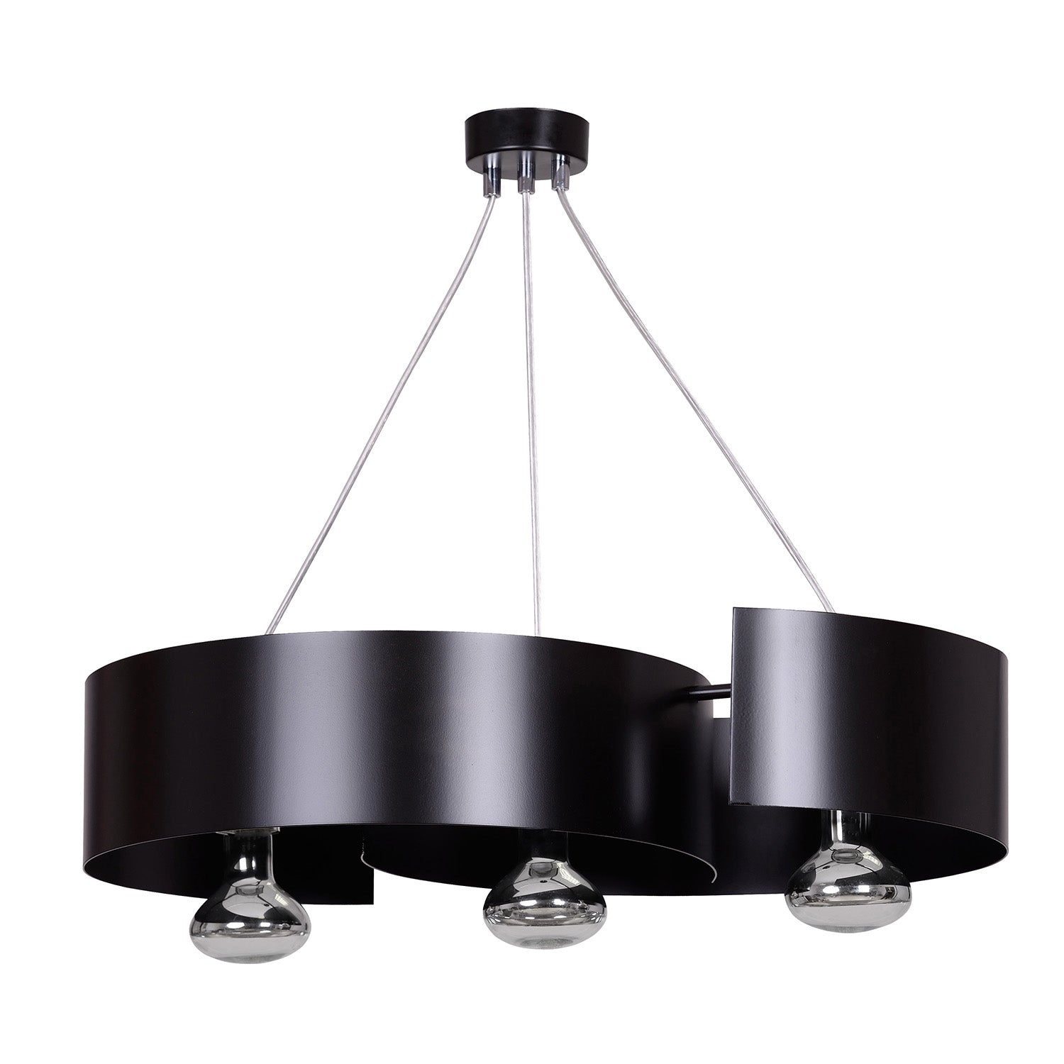 Lampadario Moderno 3 Luci Houyi In Acciao Nero E Cromo