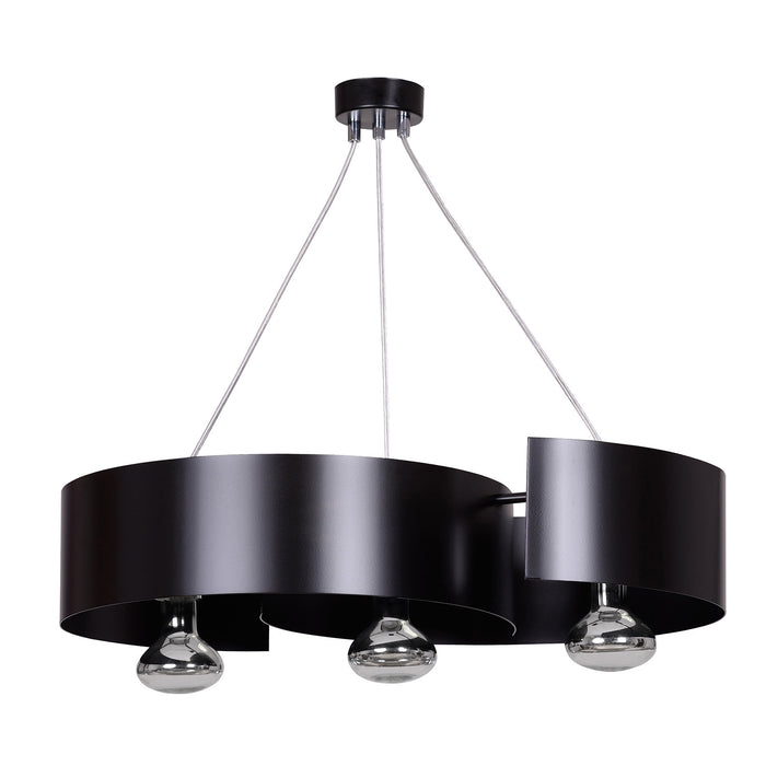 Lampadario Moderno 3 Luci Houyi In Acciao Nero E Cromo