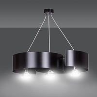 Lampadario Moderno 3 Luci Houyi In Acciao Nero E Cromo