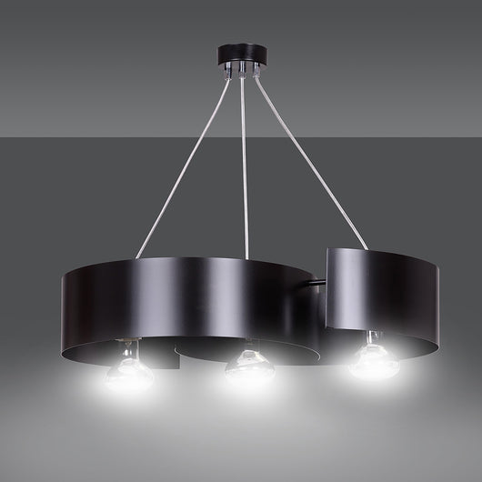 Lampadario Moderno 3 Luci Houyi In Acciao Nero E Cromo