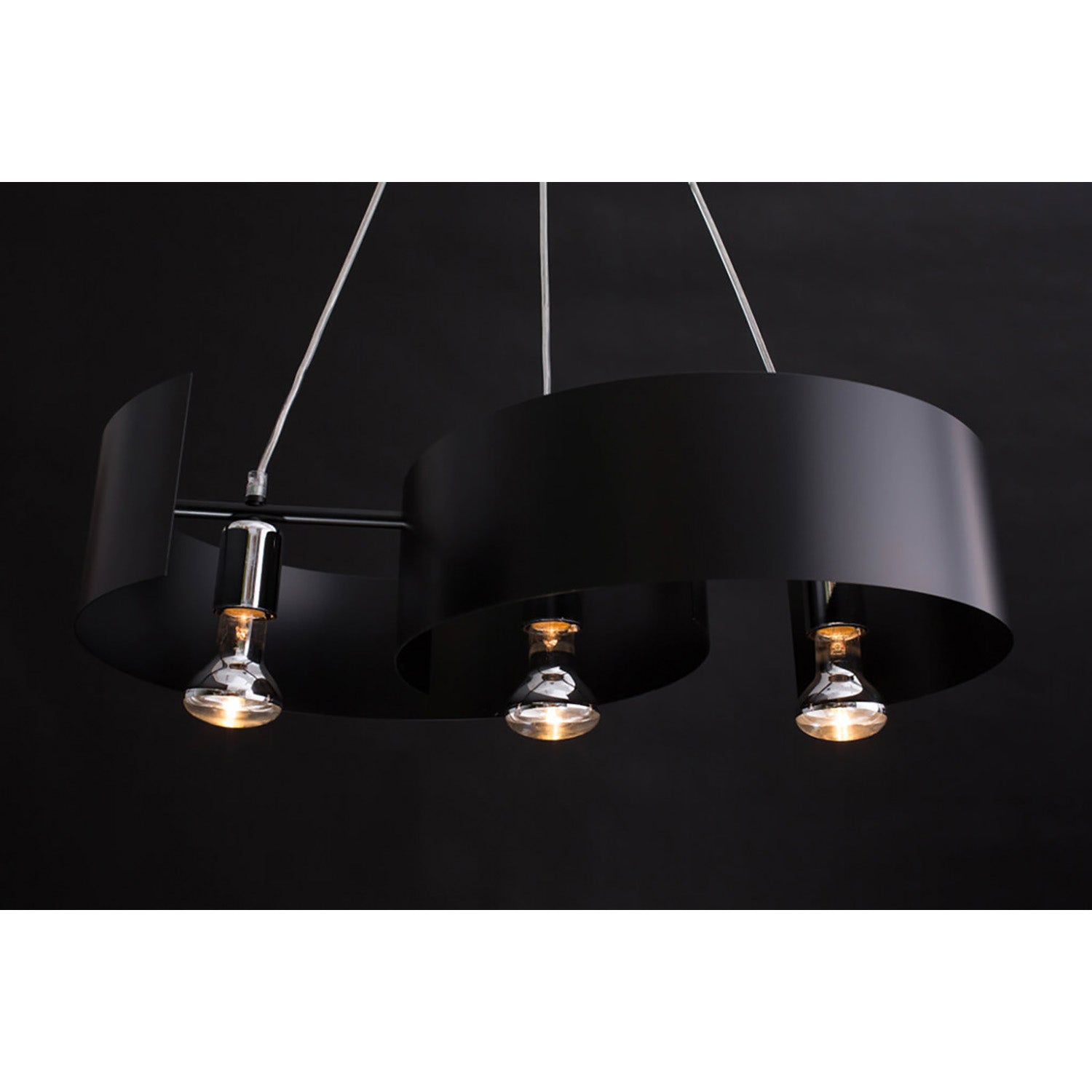 Lampadario Moderno 3 Luci Houyi In Acciao Nero E Cromo
