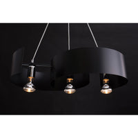 Lampadario Moderno 3 Luci Houyi In Acciao Nero E Cromo