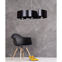 Lampadario Moderno 3 Luci Houyi In Acciao Nero E Cromo