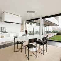 Lampadario 2 Luci Fuxi In Acciaio Nero E Vetro Trasparente