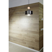 Sospensione 1 Luce Zhurong In Acciaio Nero E Legno Naturale