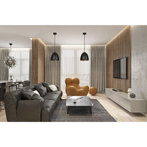 Sospensione 1 Luce Reartù In Acciaio Nero A Cupola Nero E Oro