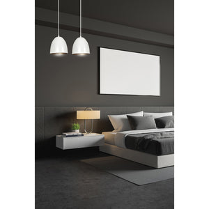 Lampadario 2 Luci Reartù In Acciaio Bianco Con Cupole In Nero E Oro