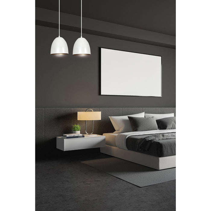 Lampadario 2 Luci Reartù In Acciaio Bianco Con Cupole In Nero E Oro