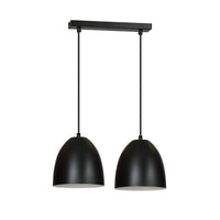 Lampadario 2 Luci Reartù In Acciaio Nero Con Cupole In Nero E Bianco