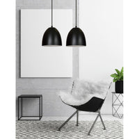 Lampadario 2 Luci Reartù In Acciaio Nero Con Cupole In Nero E Bianco