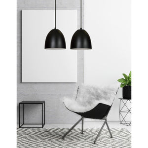 Lampadario 2 Luci Reartù In Acciaio Nero Con Cupole In Nero E Bianco