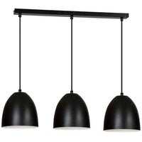 Lampadario 3 Luci Reartù In Acciaio Nero Con Cupole In Nero E Bianco