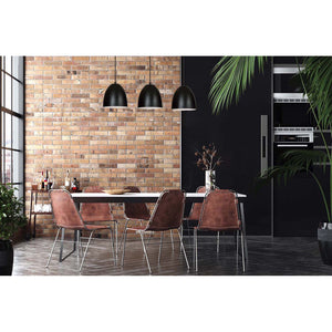 Lampadario 3 Luci Reartù In Acciaio Nero Con Cupole In Nero E Bianco