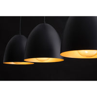 Lampadario 3 Luci Reartù In Acciaio Nero Con Cupole In Nero E Oro