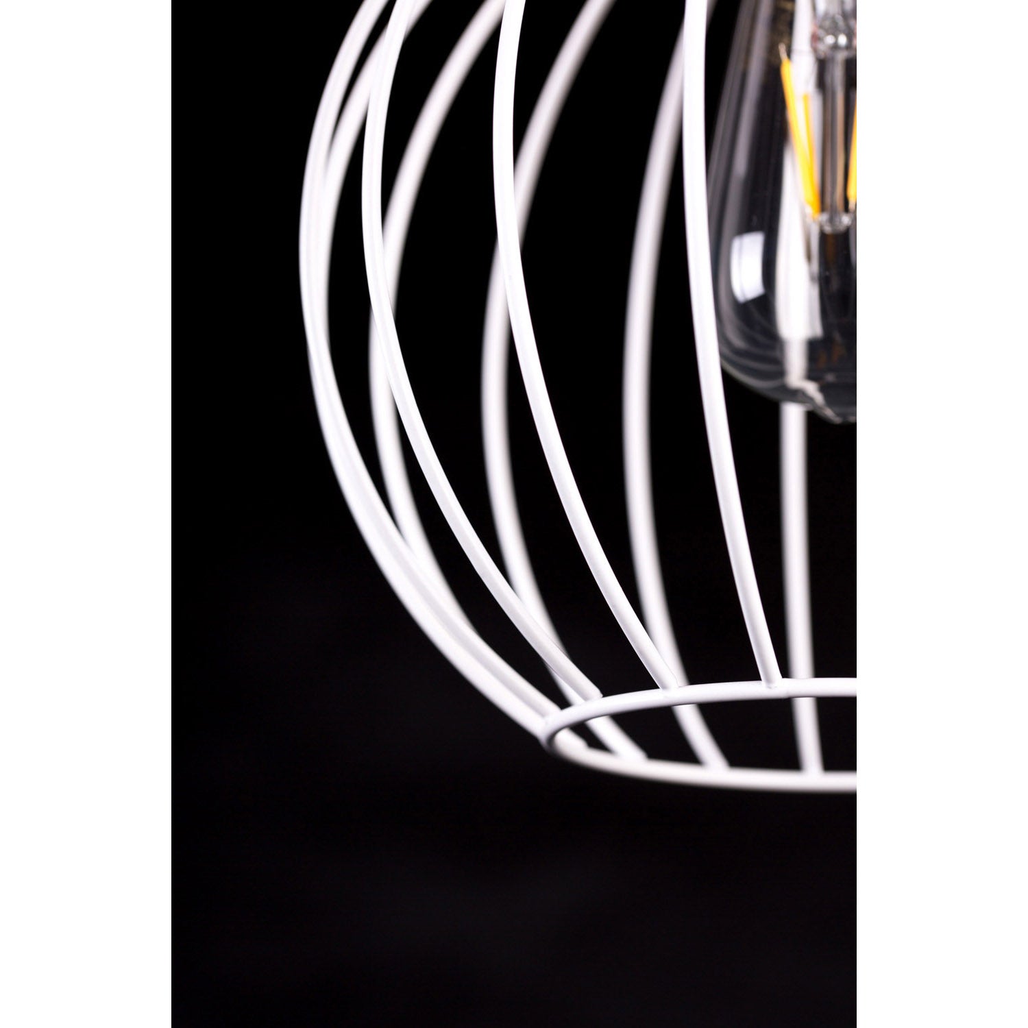 Lampadario 3 Luci Morgana Paralumi A Gabbia In Acciaio Bianco E Legno Naturale