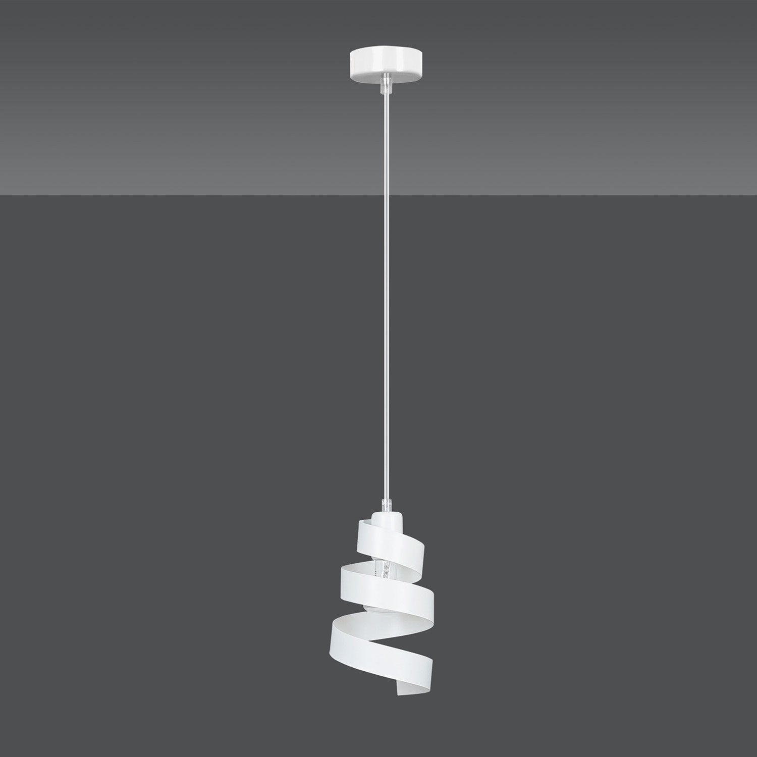 Sospensione Moderna 1 Luce Tristano In Acciaio Bianco Con Fasce A Spirale