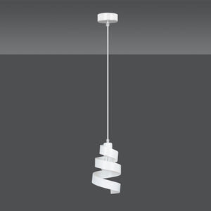 Sospensione Moderna 1 Luce Tristano In Acciaio Bianco Con Fasce A Spirale