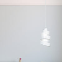 Sospensione Moderna 1 Luce Tristano In Acciaio Bianco Con Fasce A Spirale