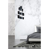 Sospensione Moderna 1 Luce Tristano In Acciaio Nero Con Fasce A Spirale