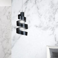Sospensione Moderna 1 Luce Tristano In Acciaio Nero Con Fasce A Spirale
