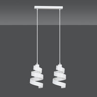 Lampadario Moderno 2 Luci Tristano In Acciaio Bianco Con Fasce A Spirale