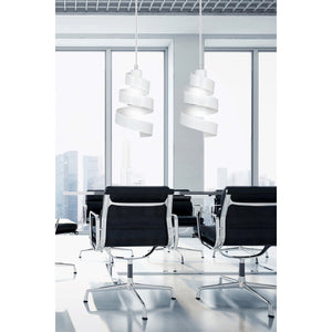 Lampadario Moderno 2 Luci Tristano In Acciaio Bianco Con Fasce A Spirale
