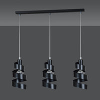 Lampadario Moderno 3 Luci Tristano In Acciaio Nero Con Fasce A Spirale