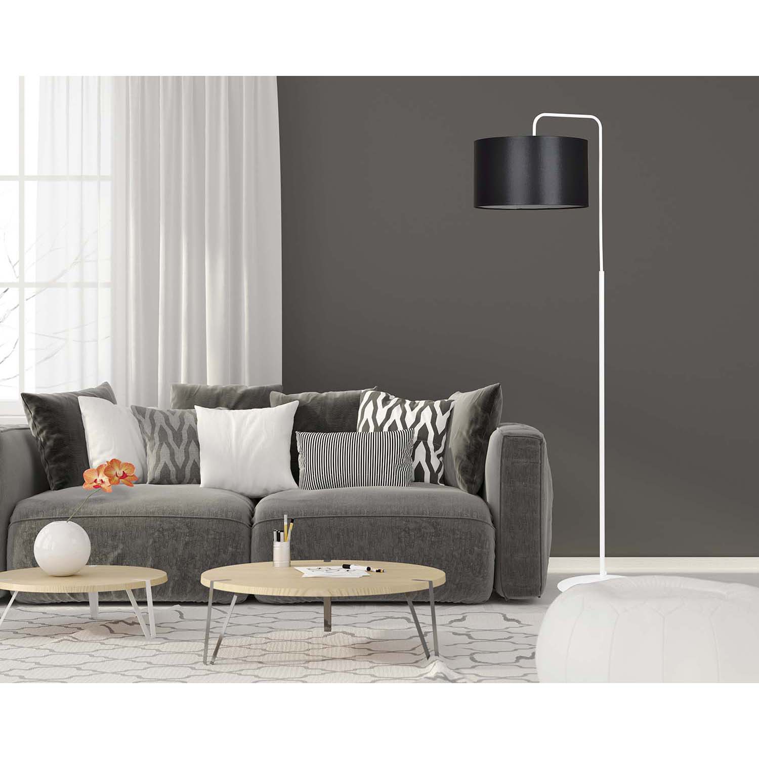 Piantana Contemporaneo Sigfrido Acciaio Bianco Bianco 1 Luce E27 Ip20